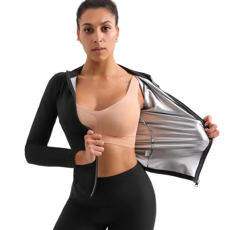 Sauna Suit for Women Weight Loss Sweat Suit Slim Fitness Clothes Women Sweat Sauna Jacket Pant Gym Workout Shirt