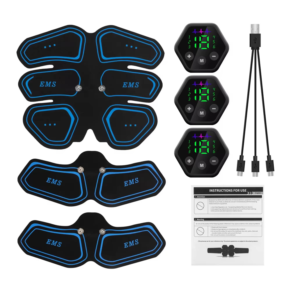 LCD Display Muscle Stimulator EMS Abdominal Hip Trainer Toner USB Abs Fitness Training Home Gym Weight Loss Body Slimming