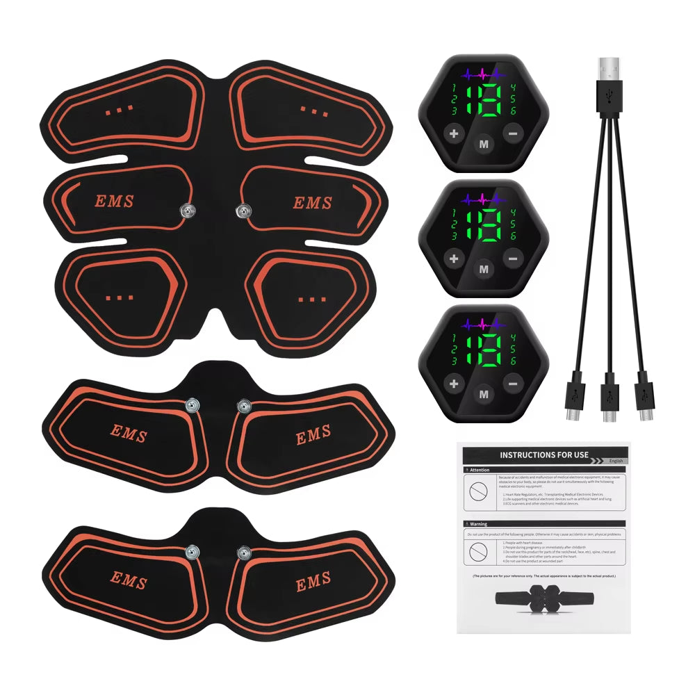 LCD Display Muscle Stimulator EMS Abdominal Hip Trainer Toner USB Abs Fitness Training Home Gym Weight Loss Body Slimming