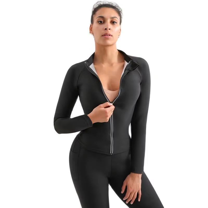 Sauna Suit for Women Weight Loss Sweat Suit Slim Fitness Clothes Women Sweat Sauna Jacket Pant Gym Workout Shirt