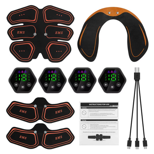 LCD Display Muscle Stimulator EMS Abdominal Hip Trainer Toner USB Abs Fitness Training Home Gym Weight Loss Body Slimming